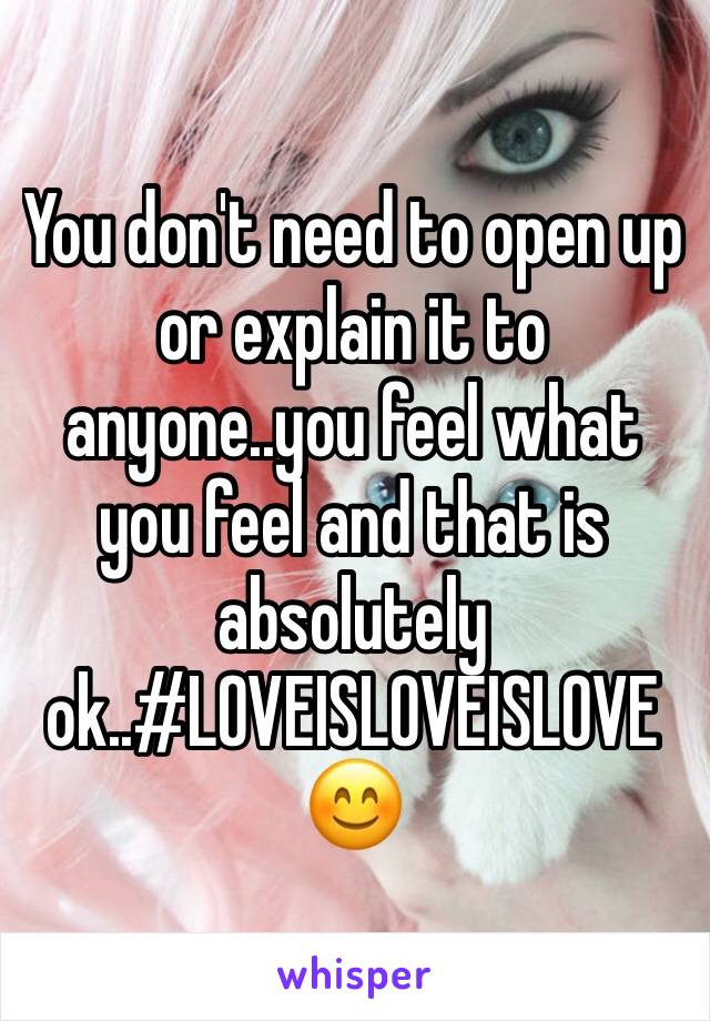You don't need to open up or explain it to anyone..you feel what you feel and that is absolutely ok..#LOVEISLOVEISLOVE 😊