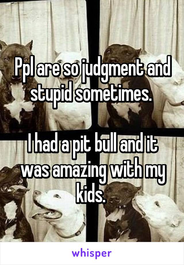 Ppl are so judgment and stupid sometimes. 

I had a pit bull and it was amazing with my kids. 