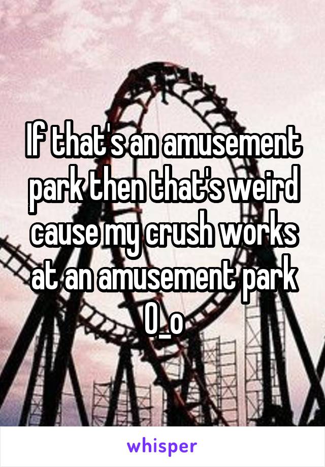 If that's an amusement park then that's weird cause my crush works at an amusement park O_o