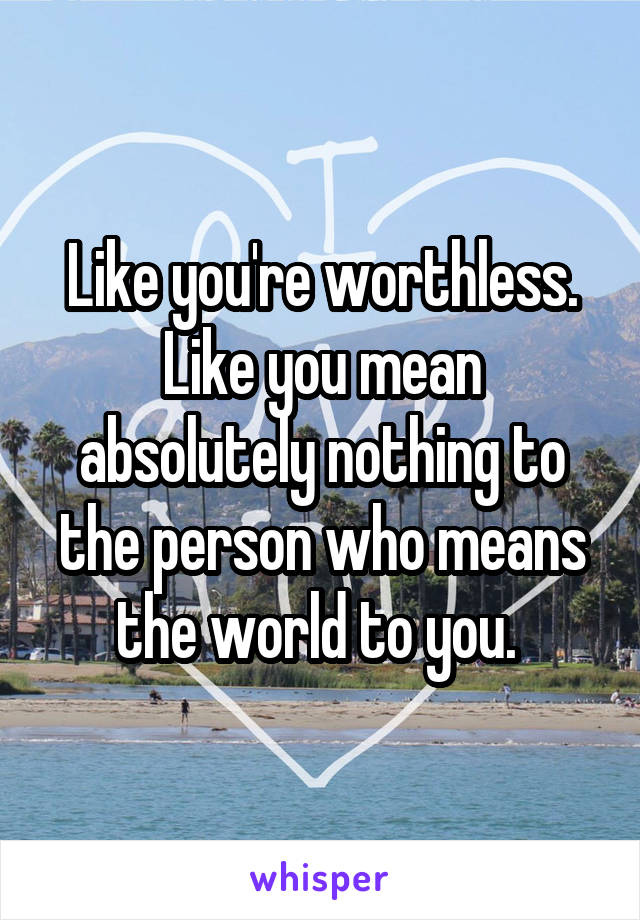 Like you're worthless. Like you mean absolutely nothing to the person who means the world to you. 