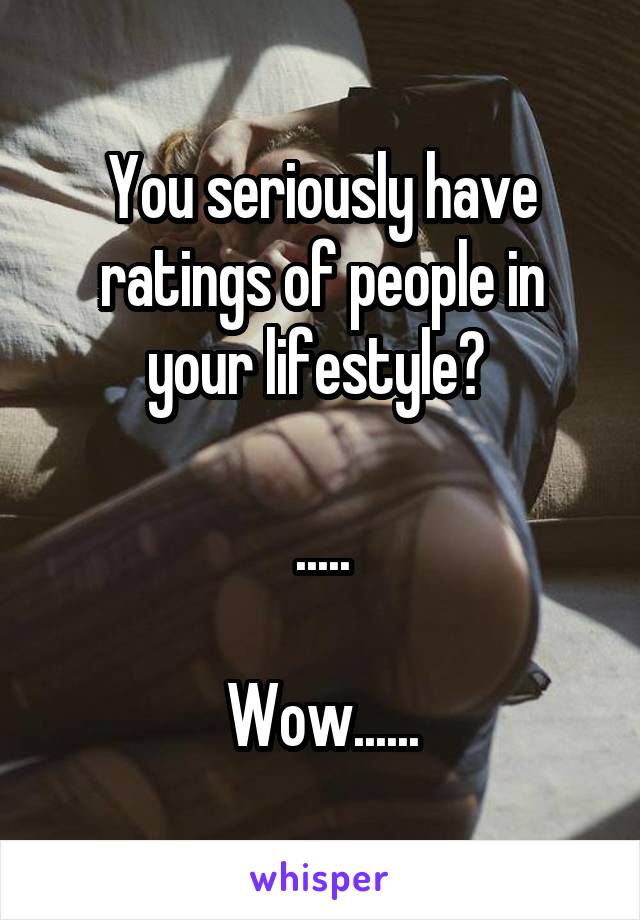 You seriously have ratings of people in your lifestyle? 

.....

Wow......