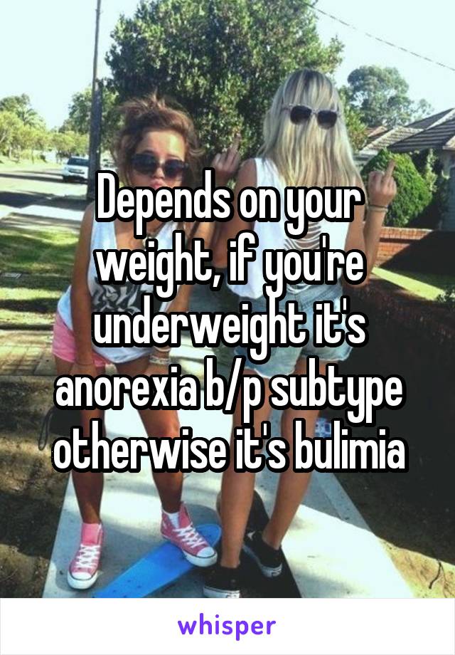 Depends on your weight, if you're underweight it's anorexia b/p subtype otherwise it's bulimia
