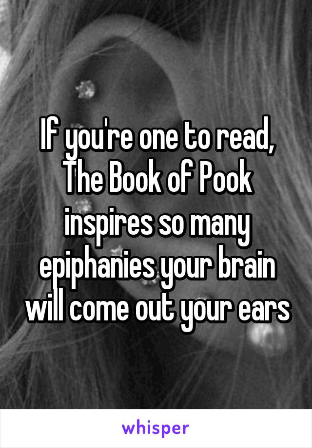 If you're one to read, The Book of Pook inspires so many epiphanies your brain will come out your ears