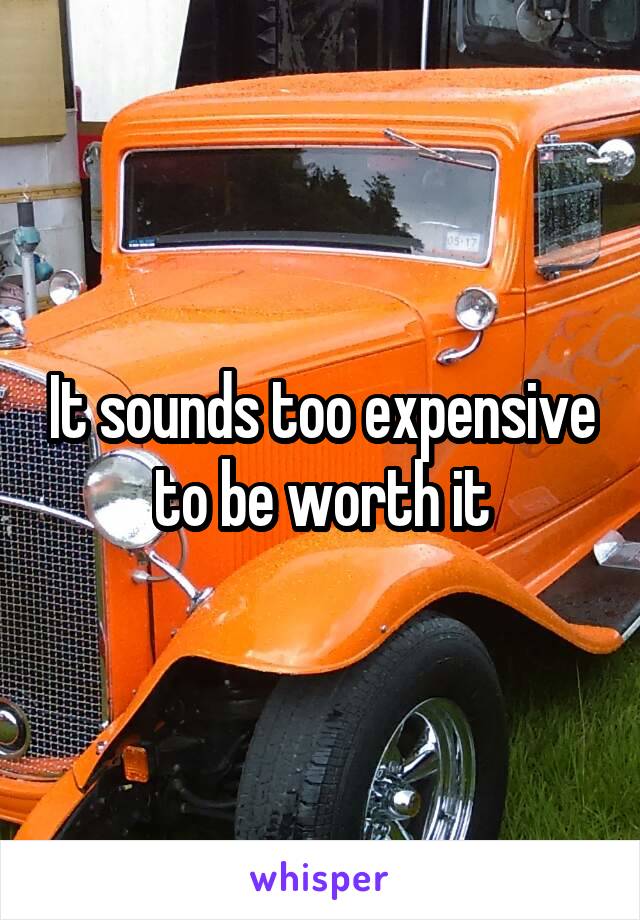 It sounds too expensive to be worth it