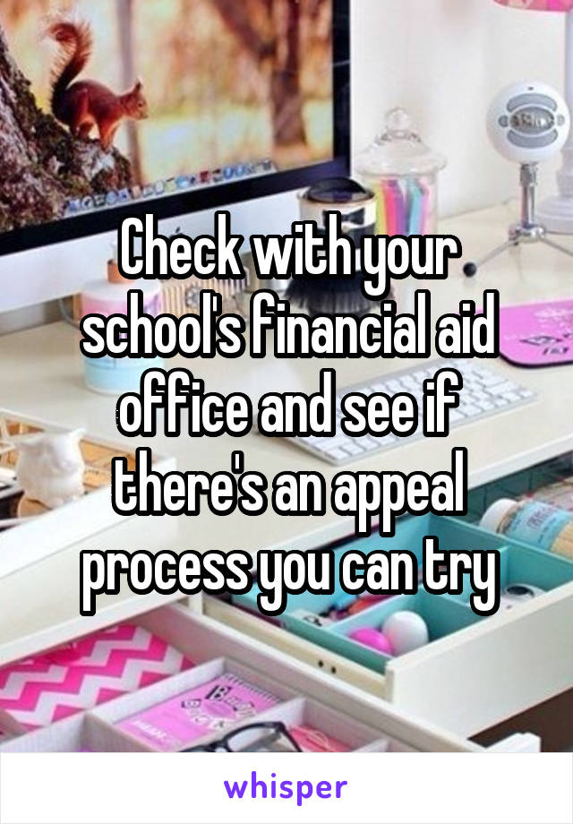 Check with your school's financial aid office and see if there's an appeal process you can try