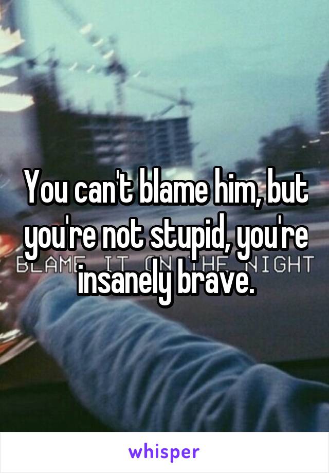 You can't blame him, but you're not stupid, you're insanely brave.