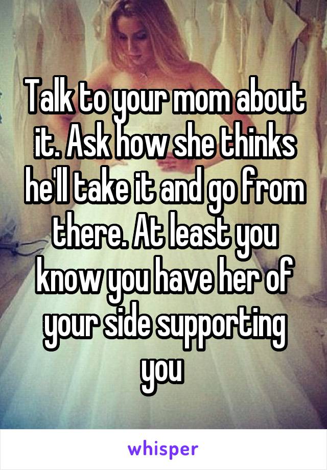 Talk to your mom about it. Ask how she thinks he'll take it and go from there. At least you know you have her of your side supporting you 