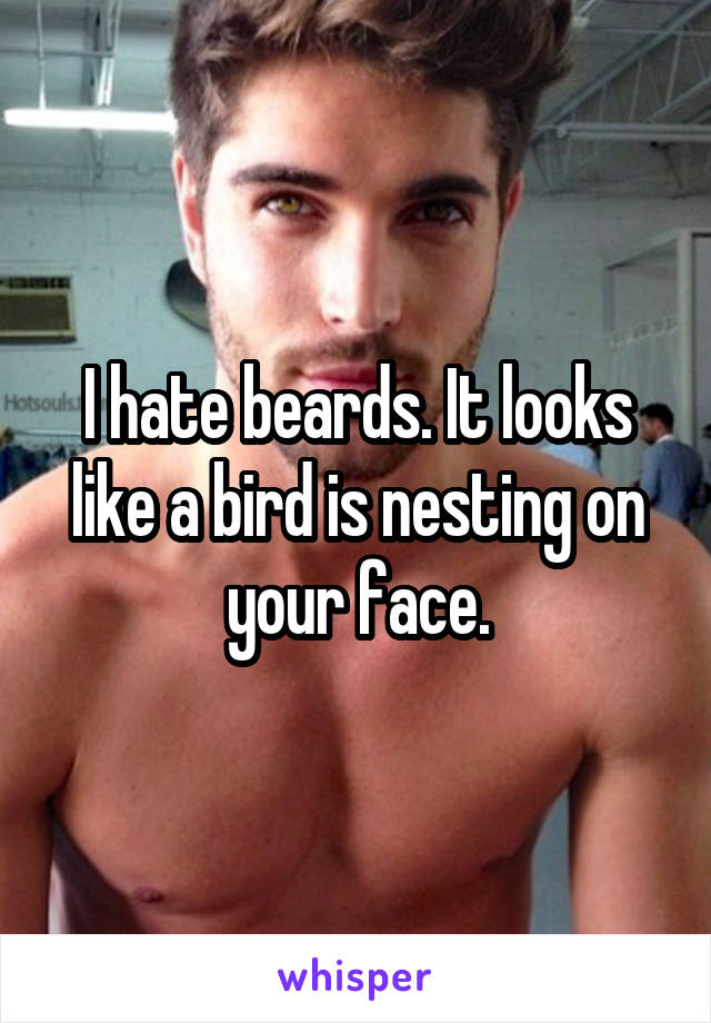 I hate beards. It looks like a bird is nesting on your face.