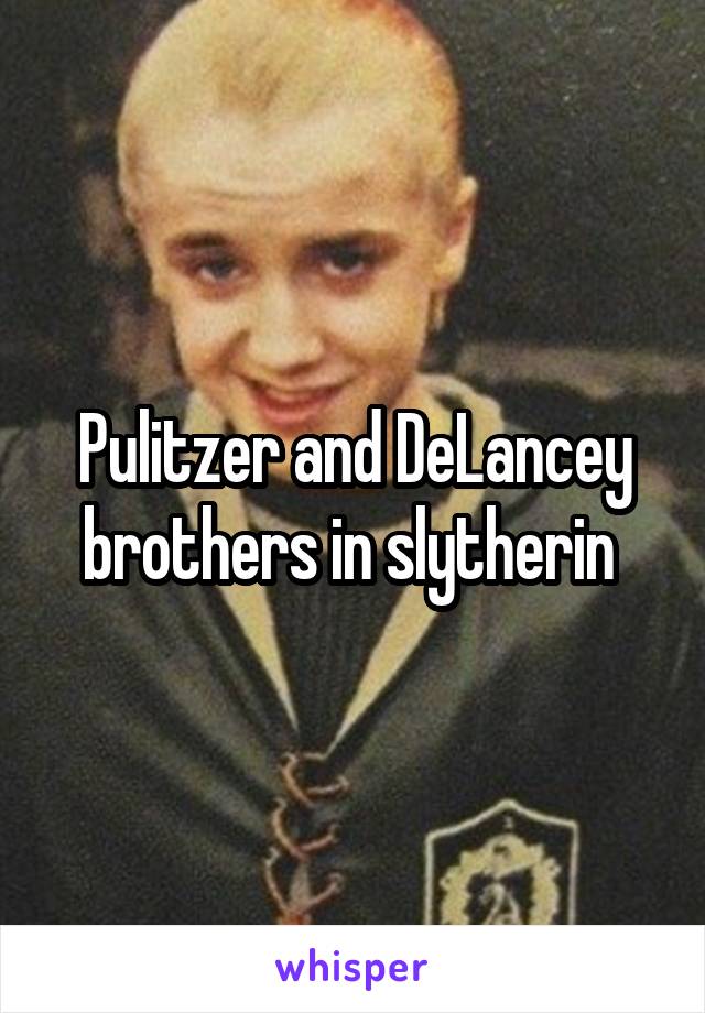 Pulitzer and DeLancey brothers in slytherin 