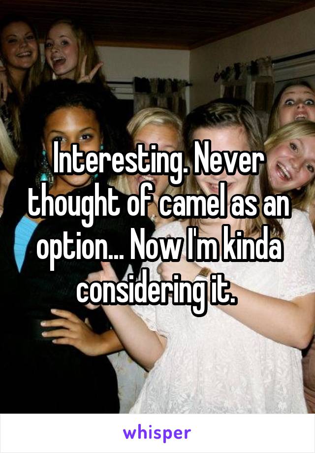 Interesting. Never thought of camel as an option... Now I'm kinda considering it. 