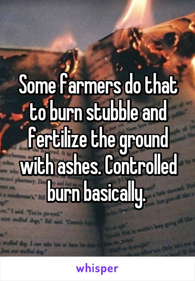 Some farmers do that to burn stubble and fertilize the ground with ashes. Controlled burn basically. 