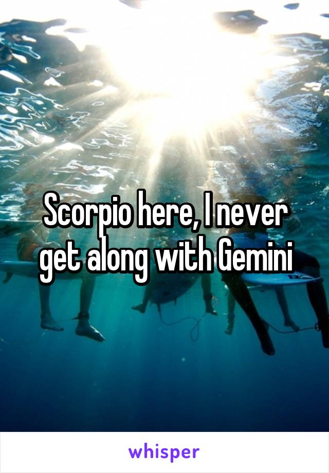 Scorpio here, I never get along with Gemini