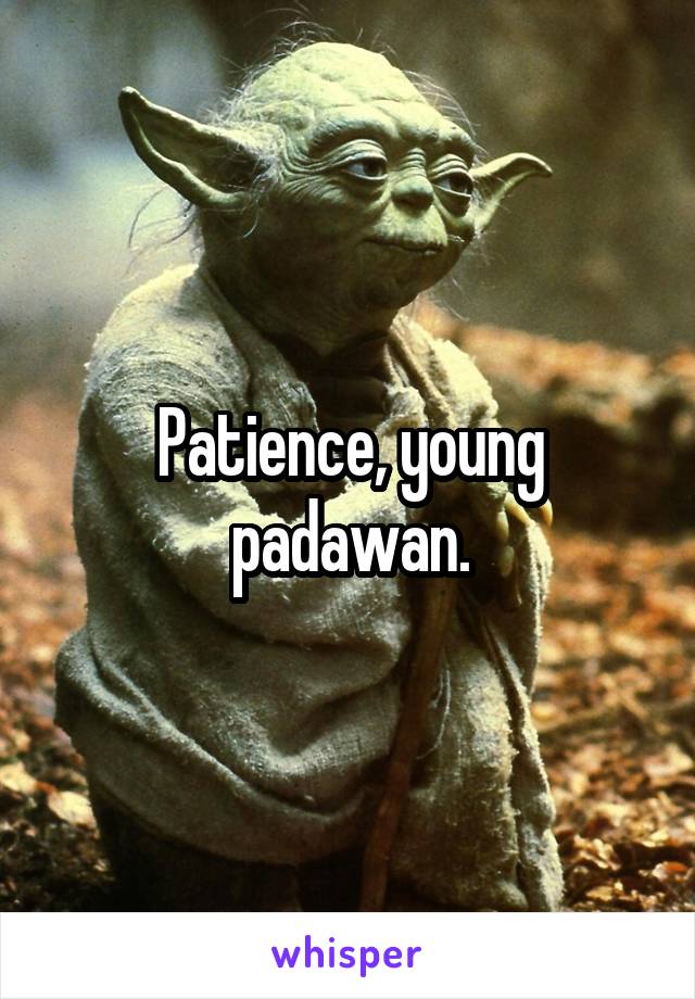 Patience, young padawan.