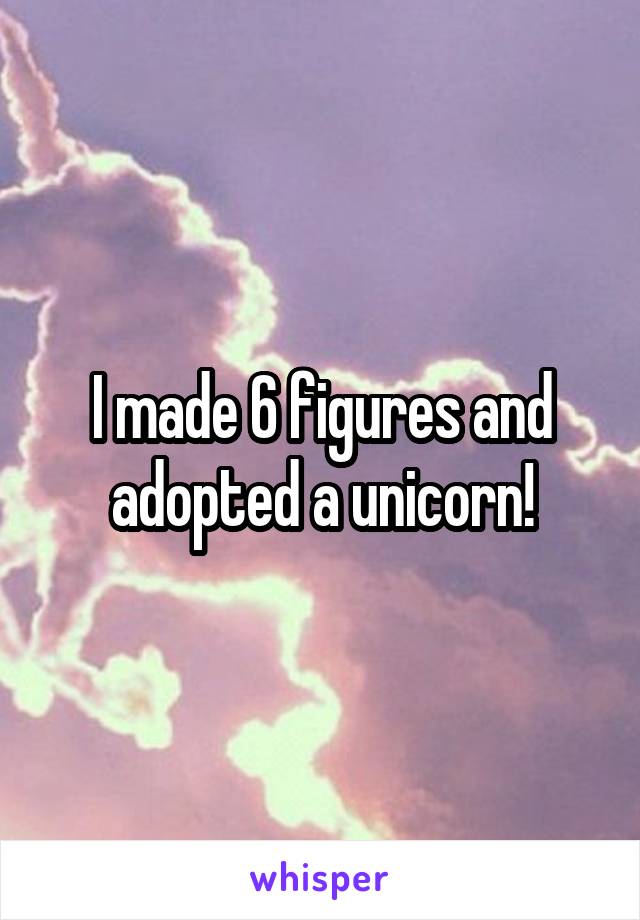 I made 6 figures and adopted a unicorn!