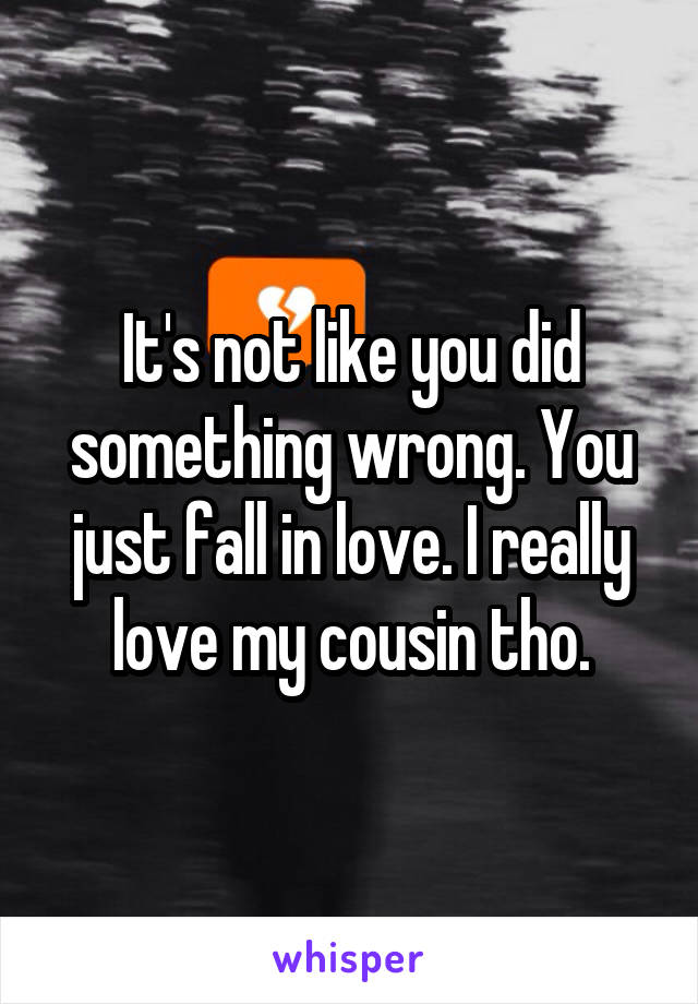It's not like you did something wrong. You just fall in love. I really love my cousin tho.