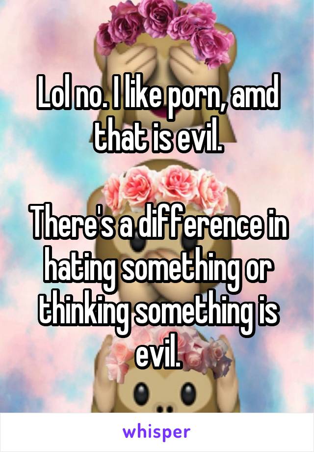 Lol no. I like porn, amd that is evil.

There's a difference in hating something or thinking something is evil.