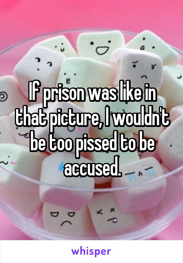 If prison was like in that picture, I wouldn't be too pissed to be accused.