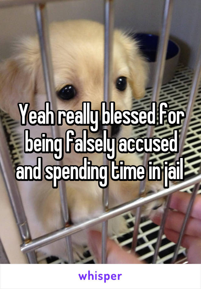 Yeah really blessed for being falsely accused and spending time in jail 