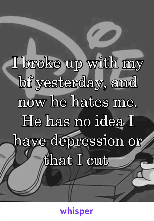 I broke up with my bf yesterday, and now he hates me. He has no idea I have depression or that I cut 