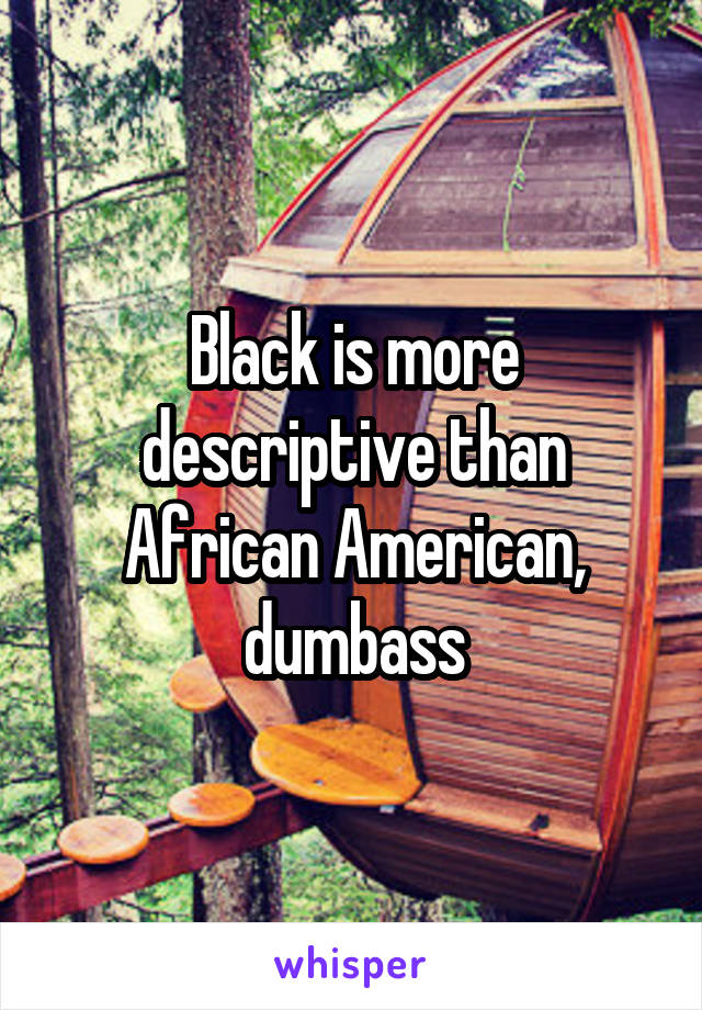 Black is more descriptive than African American, dumbass