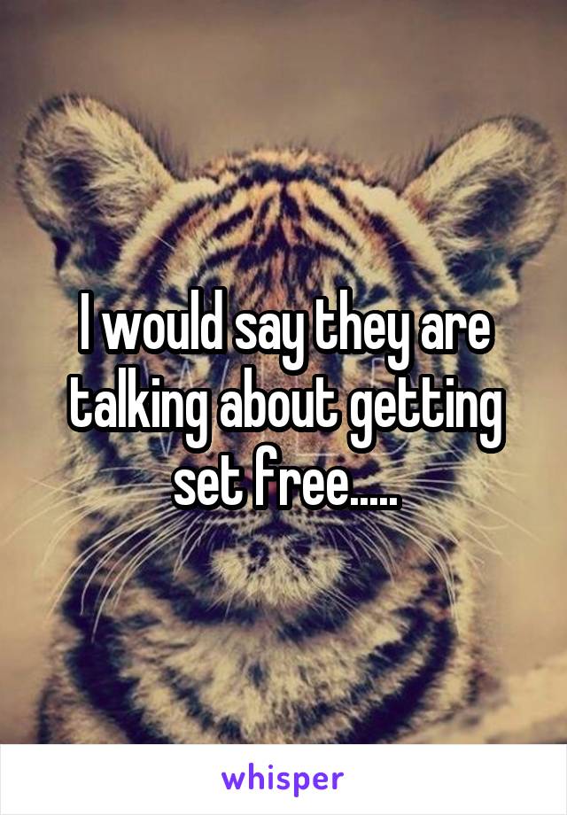 I would say they are talking about getting set free.....