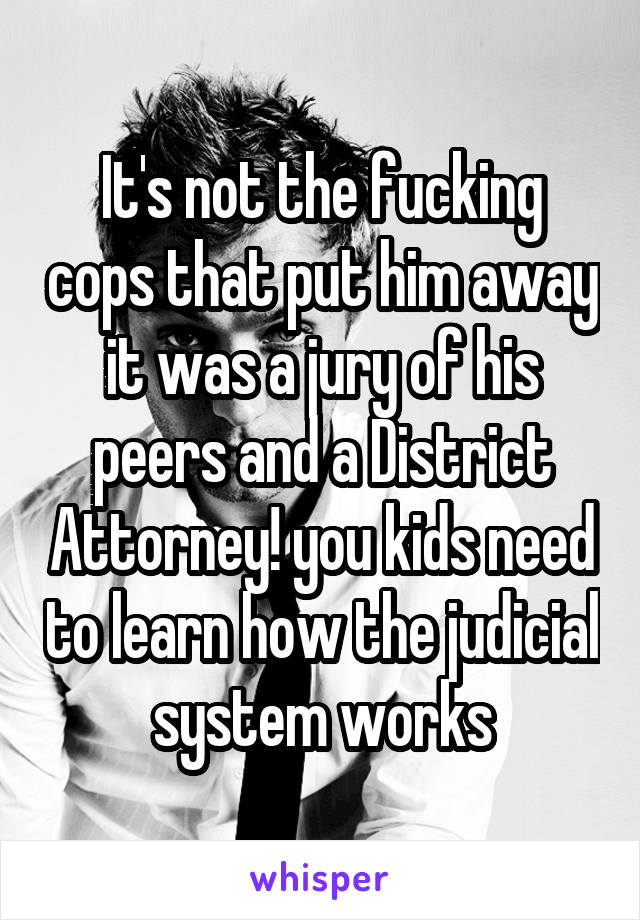 It's not the fucking cops that put him away it was a jury of his peers and a District Attorney! you kids need to learn how the judicial system works