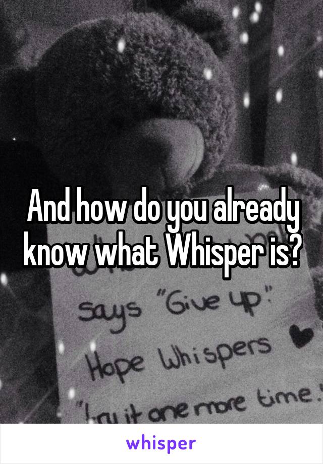 And how do you already know what Whisper is?