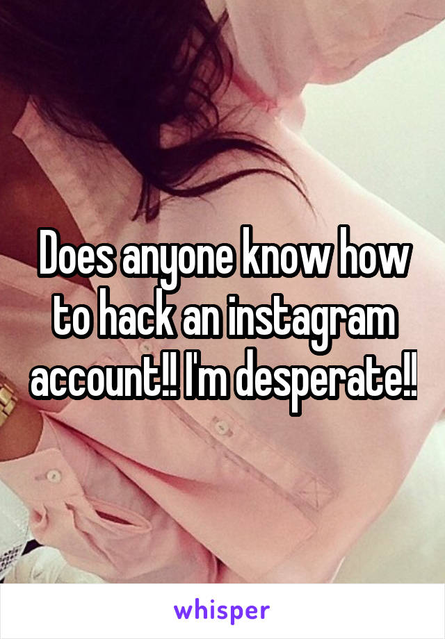 Does anyone know how to hack an instagram account!! I'm desperate!!