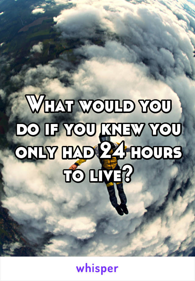 What would you do if you knew you only had 24 hours to live?