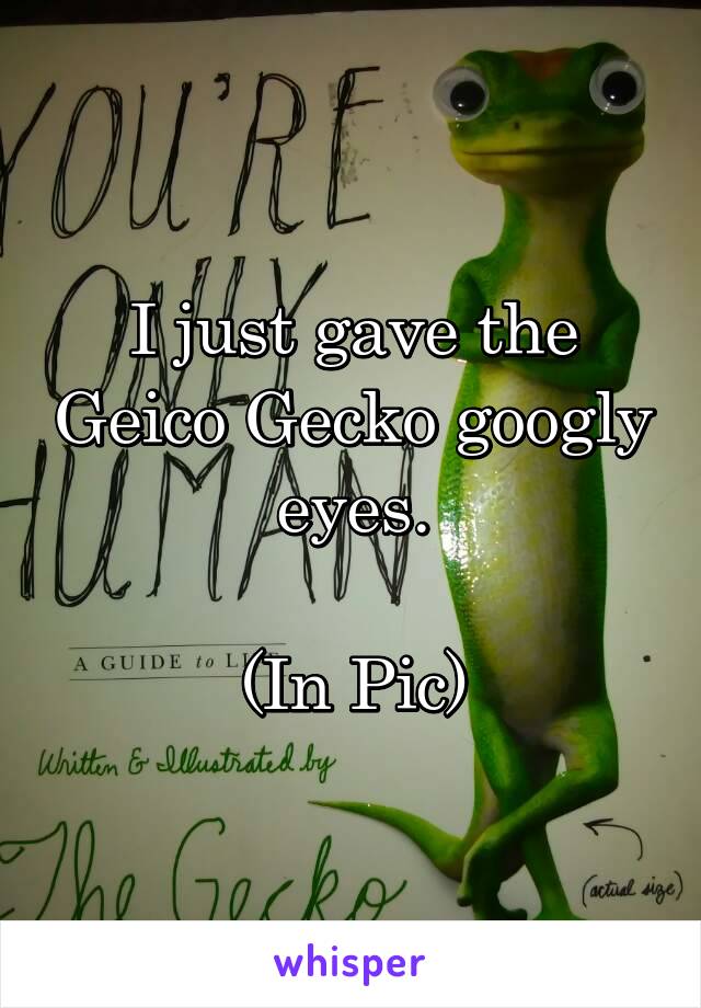 I just gave the Geico Gecko googly eyes.

(In Pic)
