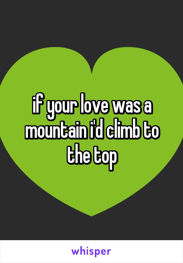 if your love was a mountain i'd climb to the top