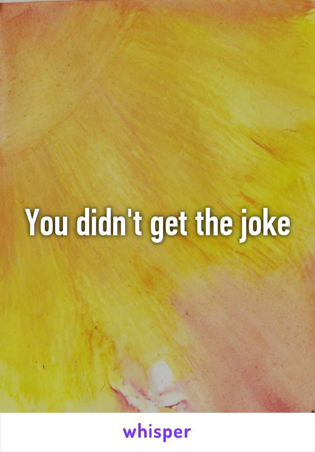 You didn't get the joke