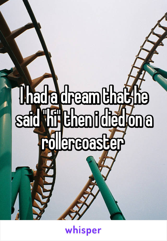 I had a dream that he said "hi" then i died on a rollercoaster 