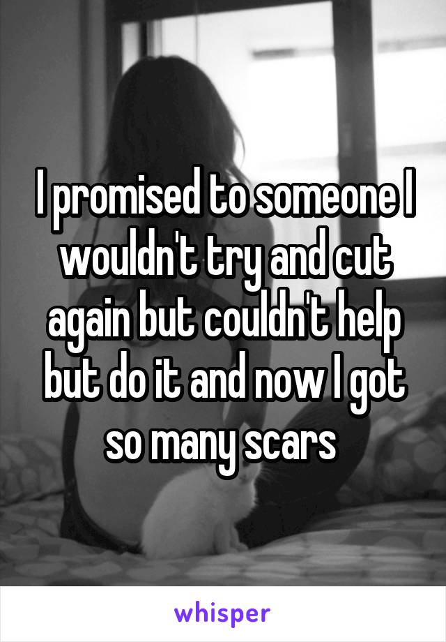 I promised to someone I wouldn't try and cut again but couldn't help but do it and now I got so many scars 