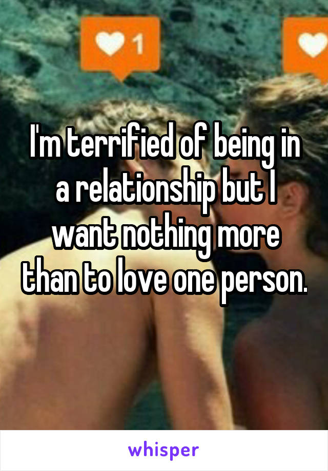 I'm terrified of being in a relationship but I want nothing more than to love one person. 