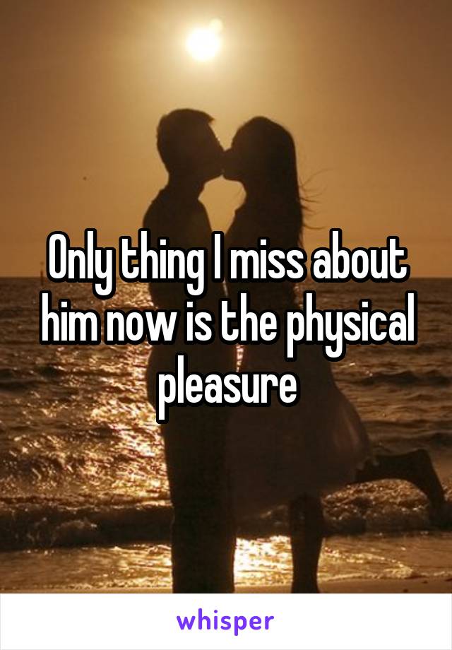 Only thing I miss about him now is the physical pleasure