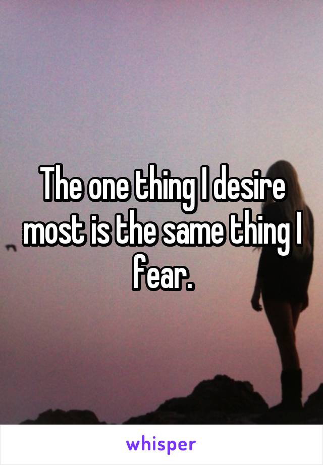 The one thing I desire most is the same thing I fear.