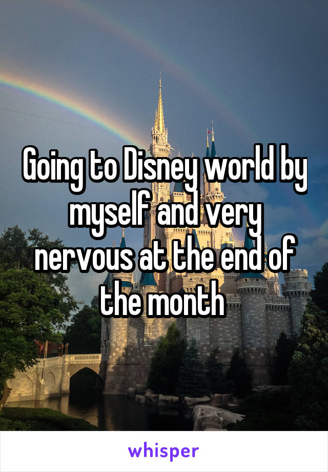 Going to Disney world by myself and very nervous at the end of the month 