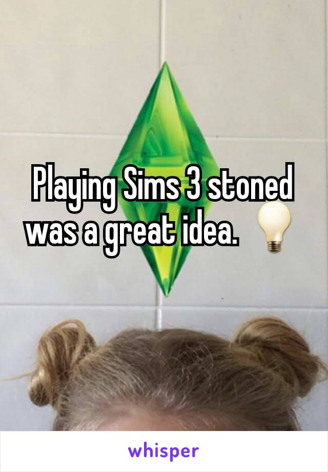 Playing Sims 3 stoned was a great idea. 💡
