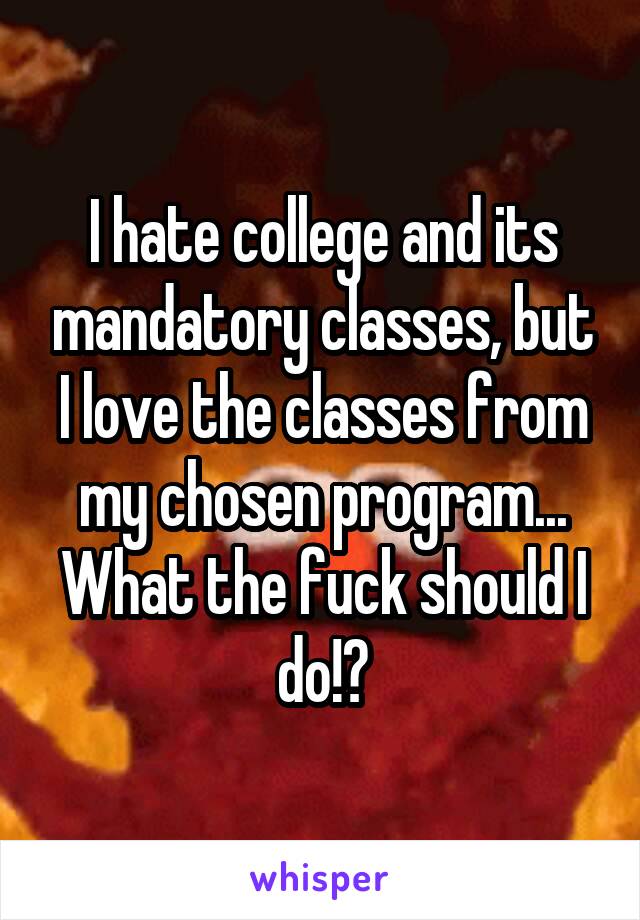 I hate college and its mandatory classes, but I love the classes from my chosen program... What the fuck should I do!?