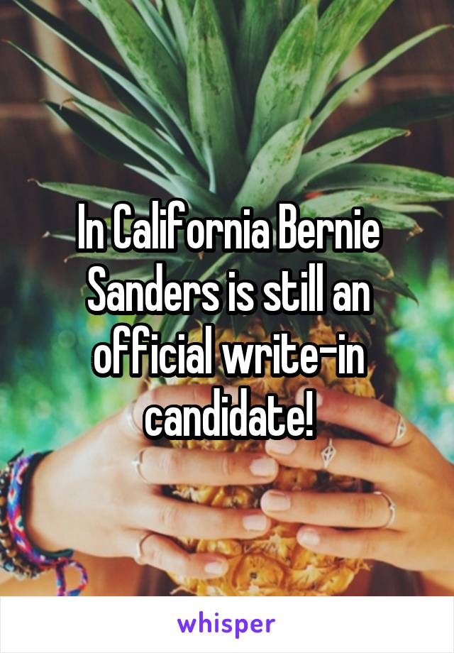 In California Bernie Sanders is still an official write-in candidate!