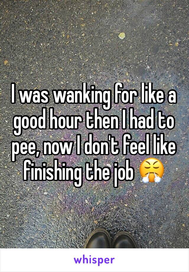I was wanking for like a good hour then I had to pee, now I don't feel like finishing the job 😤