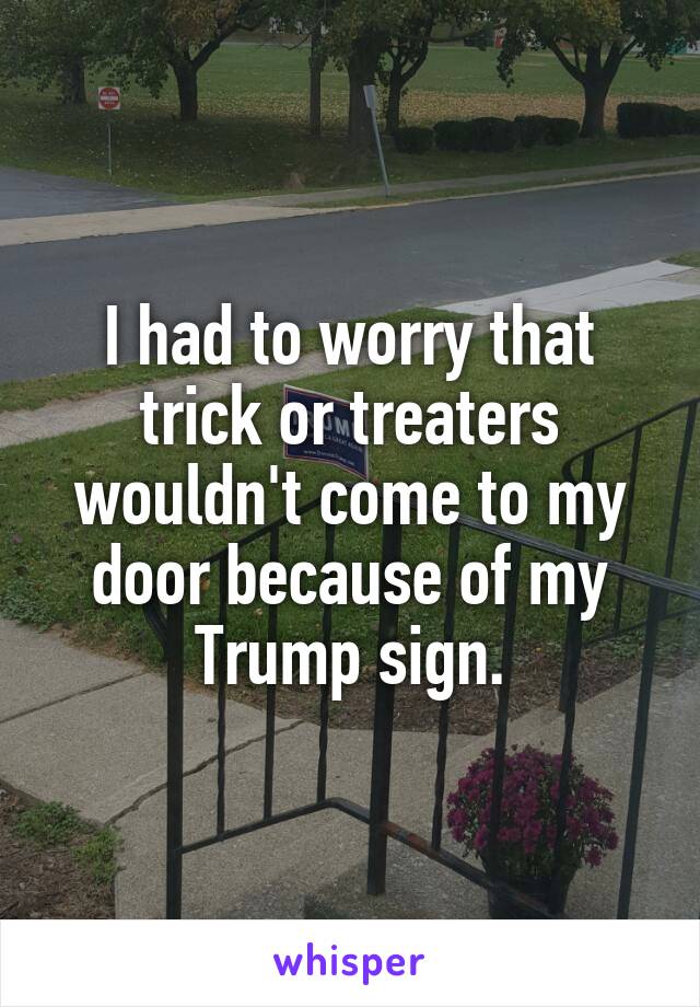 I had to worry that trick or treaters wouldn't come to my door because of my Trump sign.