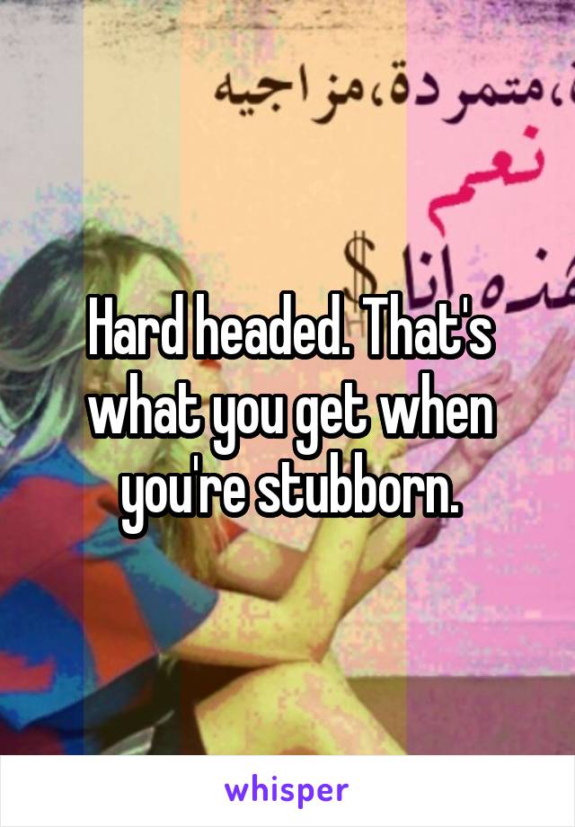 Hard headed. That's what you get when you're stubborn.