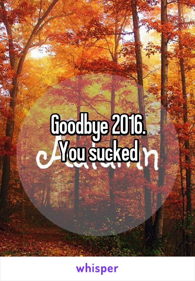 Goodbye 2016.
You sucked