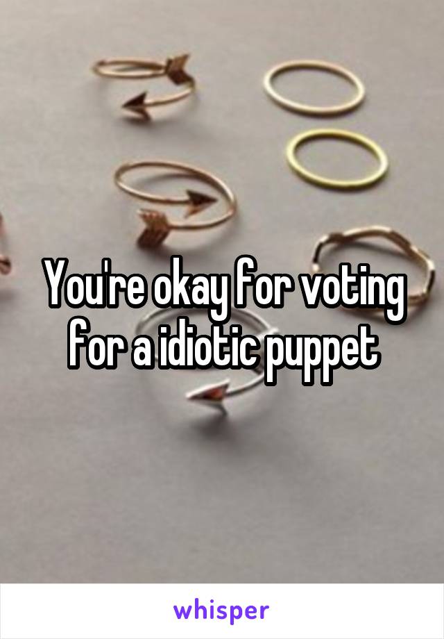 You're okay for voting for a idiotic puppet