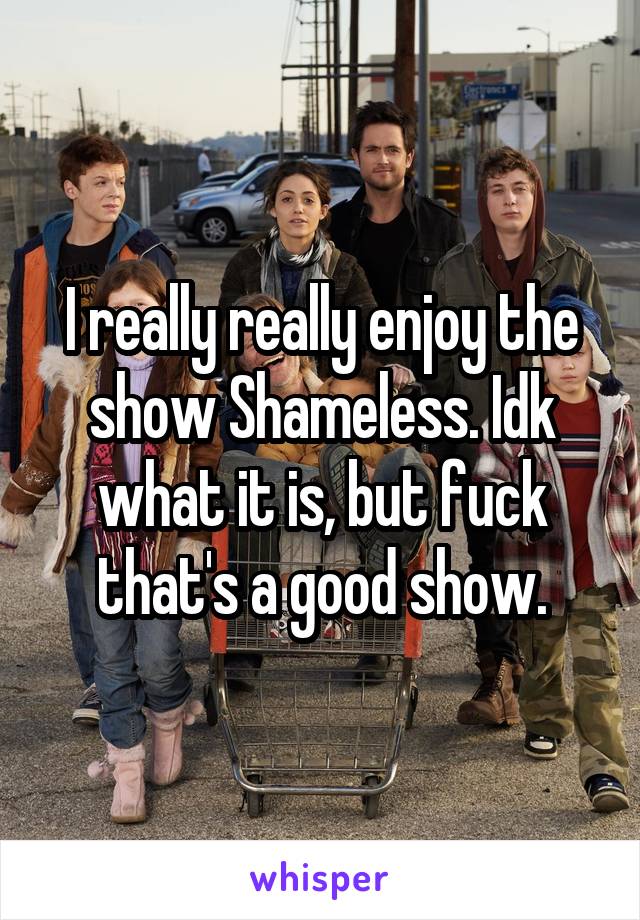 I really really enjoy the show Shameless. Idk what it is, but fuck that's a good show.
