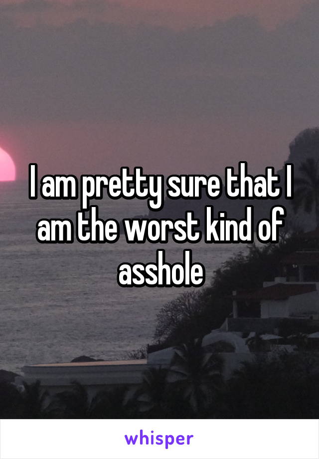 I am pretty sure that I am the worst kind of asshole