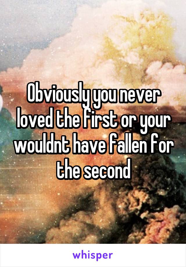 Obviously you never loved the first or your wouldnt have fallen for the second