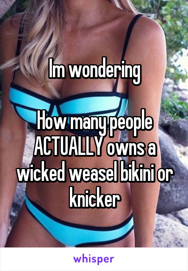 Im wondering

How many people ACTUALLY owns a wicked weasel bikini or knicker